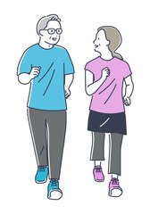 運動するシニア夫婦