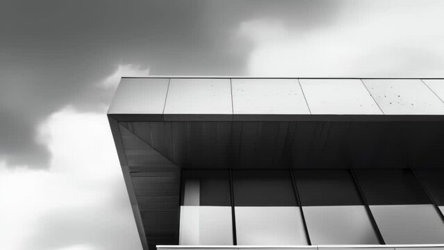 A series of black and white photographs capturing the clean lines and sleek design of architectural marvels. . .