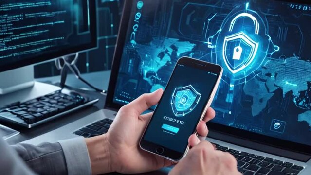 2FA secure account login connection or cybersecurity service concept of mobile and computer secure connection as trusted device closeup and two step factor authentication code verified credentials