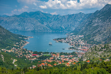 Panorama of Boka Kotorska bay in Montenegro