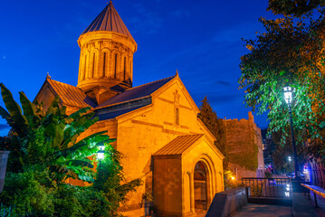 Night view of Sion Cathedral of Tbilisi in Georgia