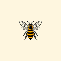 Bee logo design vector flat illustration template