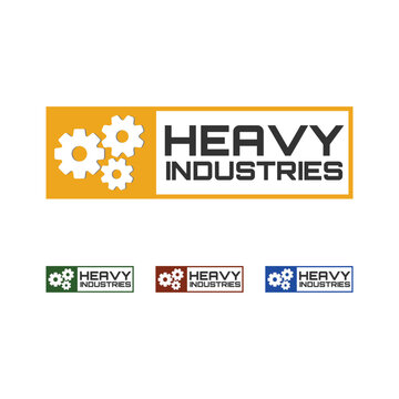 heavy industries logo design idea template
