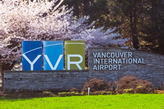 Vancouver, British Columbia, Canada. Apr 6, 2024. A Vancouver International Airport sign during spring.