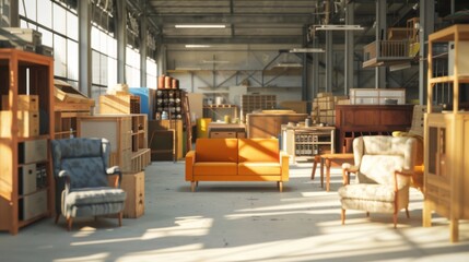Furniture repair workshop. Old style furniture factory and locksmith workshop. 