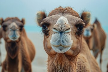 Curious Camels by the Sea