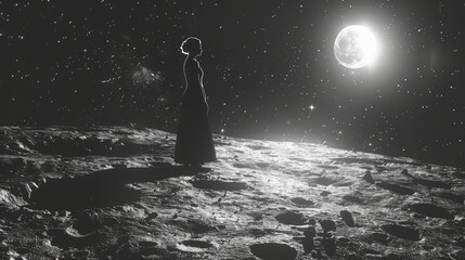 woman against the background of the moon