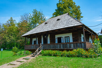 Historical houses at Bucovina Village Museum in Suceava, Romania