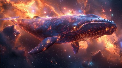 a giant space whale that circles the universe. fairy tale imagination concept