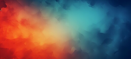 Vibrant grunge grainy background, blue orange red black noise texture color gradient