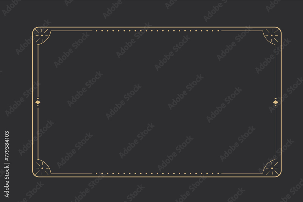 Canvas Prints line golden frame, celestiam minimal esoteric border, mystyc linear decoration with dots, corners is