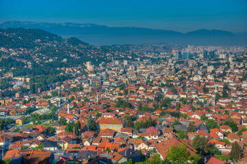 Panorama view of the old town of Sarajevo, Bosnia and Herzegovina