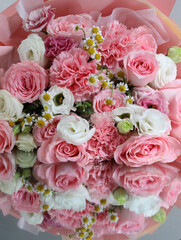 A close-up of a bunch of pink flowers