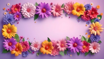 AI generated bloom flowers border ai generated