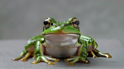 Fototapeta premium Frog on a grey background