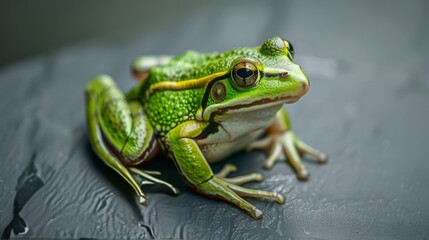Fototapeta premium Frog on a grey background