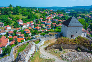 Tesanj castle and surrounding cityscape in Bosnia and Herzegovina