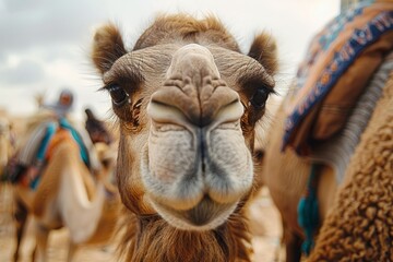 Close-up of a Curious Camel - obrazy, fototapety, plakaty