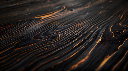 Luxurious ebony wood texture backdrop with sleek oiled finish