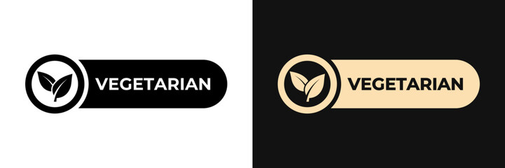 Premium Vegetarian label vector design for packaging. Vegetarian 100 icon gold illustration, logo, symbol, sign, stamp, tag, emblem, mark or seal for package. Organic product sticker.