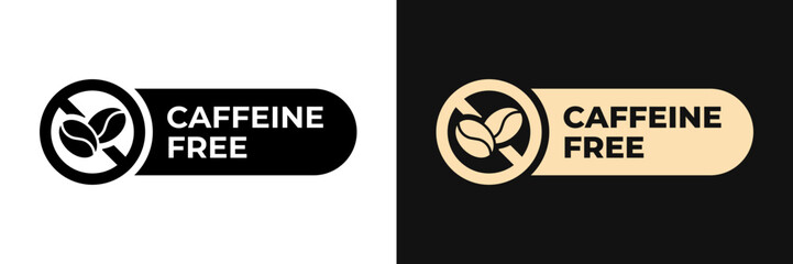 Premium Caffeine free label vector design for packaging. Caffeine free icon gold illustration, logo, symbol, sign, stamp, tag, emblem, mark or seal for package. No allergen product sticker.