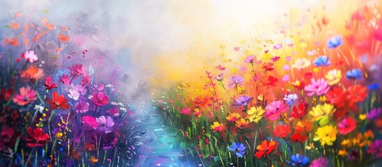 abstract blurred floral background. a field of colorful flower
