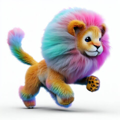 3D furry forest animal with beautiful colors and white background. with Generative AI technology	