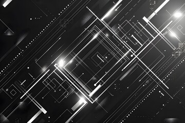 Abstract square Lights black in technology on background