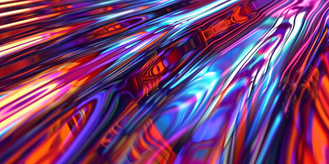 Vibrant Holographic Waves Texture Background