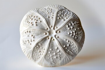 Sand dollar with intricate details white background
