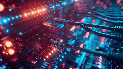 An intricate network of cables connecting data centers,