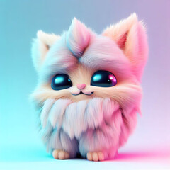 Obraz premium 3D furry forest animal with beautiful colors and white background. with Generative AI technology 
