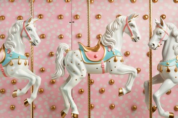 Magical carousel a pastel pattern with vibrant whimsical details in 3D embossed dots evoking childhood wonder