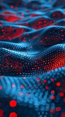Phishing scam alert a stark warning sign amidst a sea of cybersecurity blue vibrant reds popping in 3D embossed dots