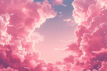 Fotobehang Pink sky with clouds,  Nature background © CHROMATIC