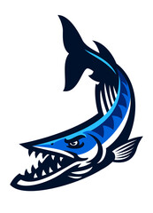 Angry Barracuda Fish Sport Mascot Cartoon