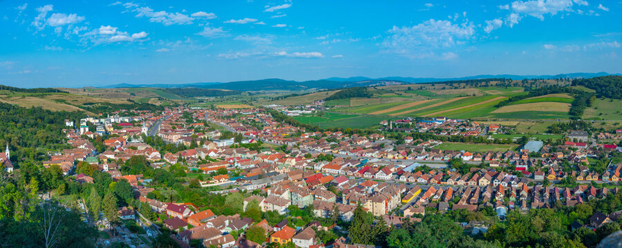 Panorama view of Romanian town Rupea