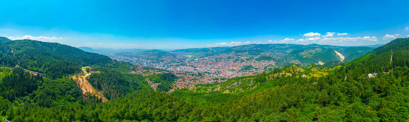 Fototapeta na wymiar Panorama of Bosnian capital Sarajevo