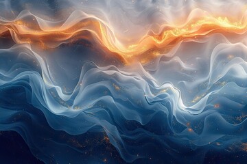 elegant abstract ocean wave background that combines blue and gold colors Generative AI - obrazy, fototapety, plakaty