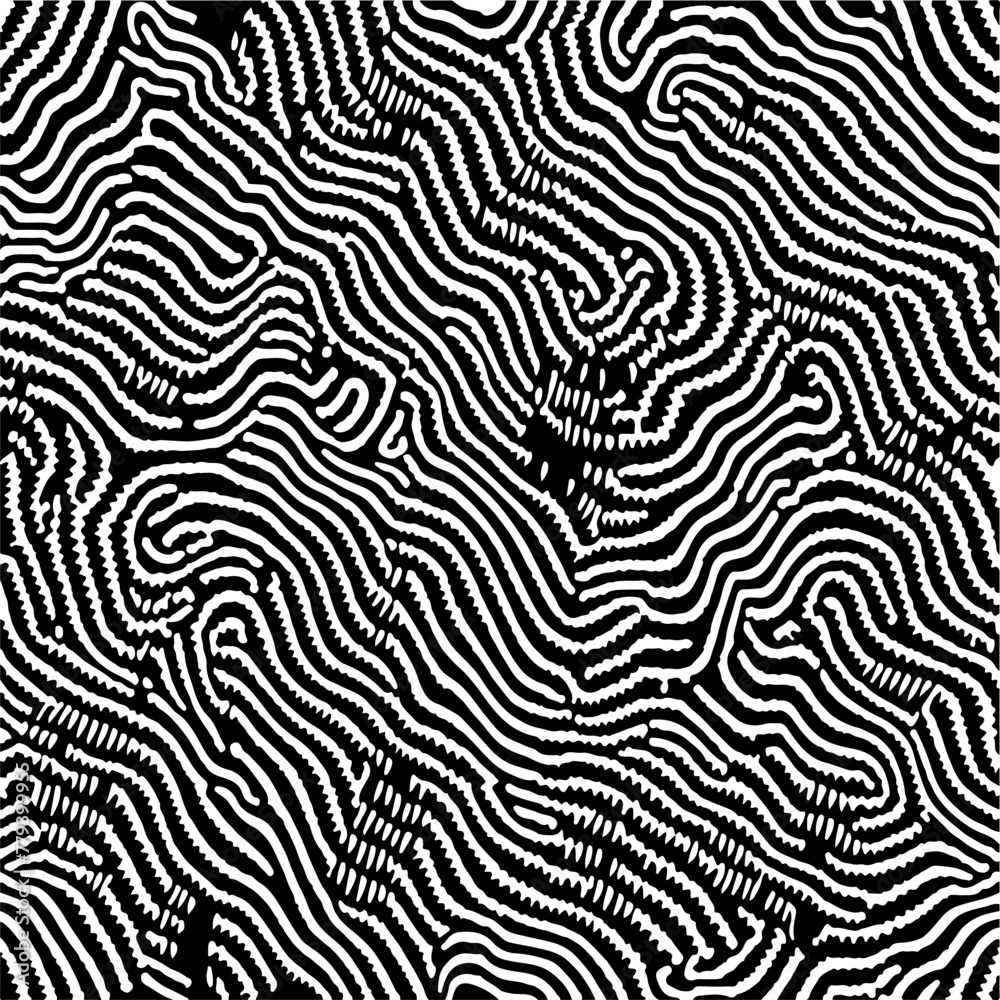 Aufkleber Abstract psychedelic black and white background with distorted lines and stains.