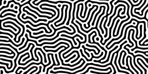 Reaction diffusion organical texture, system found in biology, geology and physics also known as Turing pattern. Black and white vector illustration.  - 779399906