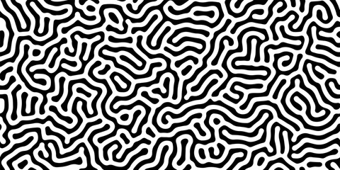 Reaction diffusion organical texture, system found in biology, geology and physics also known as Turing pattern. Black and white vector illustration.  - 779399949