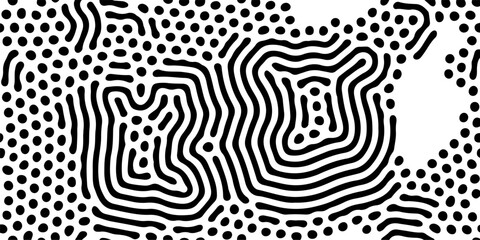 Reaction diffusion organical texture, system found in biology, geology and physics also known as Turing pattern. Black and white vector illustration.  - 779399952
