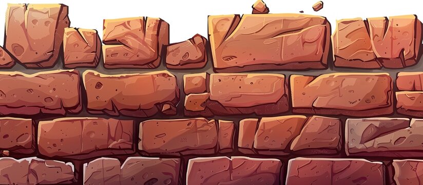 An artistic cartoon illustration of a brick wall on a white background, showcasing the beauty of brickwork and building materials used in construction