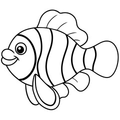 fish cartoon page - vector illustration