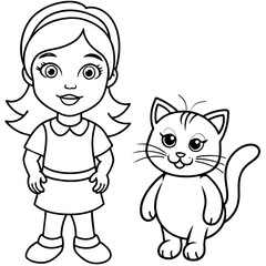 Cat and Girl vector