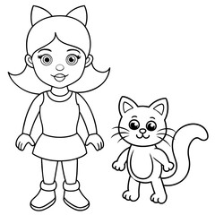 Cat and Girl vector