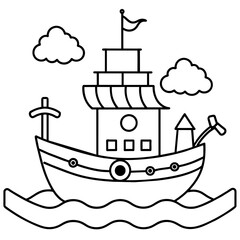 ship in a sea vector 