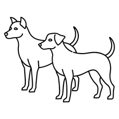 dog couple sketch vector