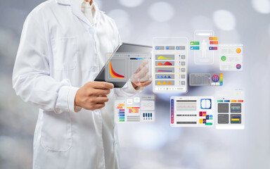 Doctor with graphic interface display